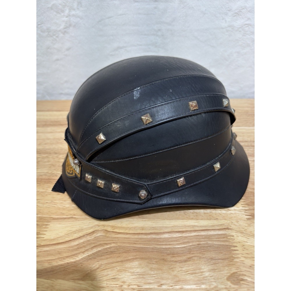 Bowl Half Helmet Leather w/‎ Studs Novelty Chopper Harley Davidson Vintage - Picture 4 of 5